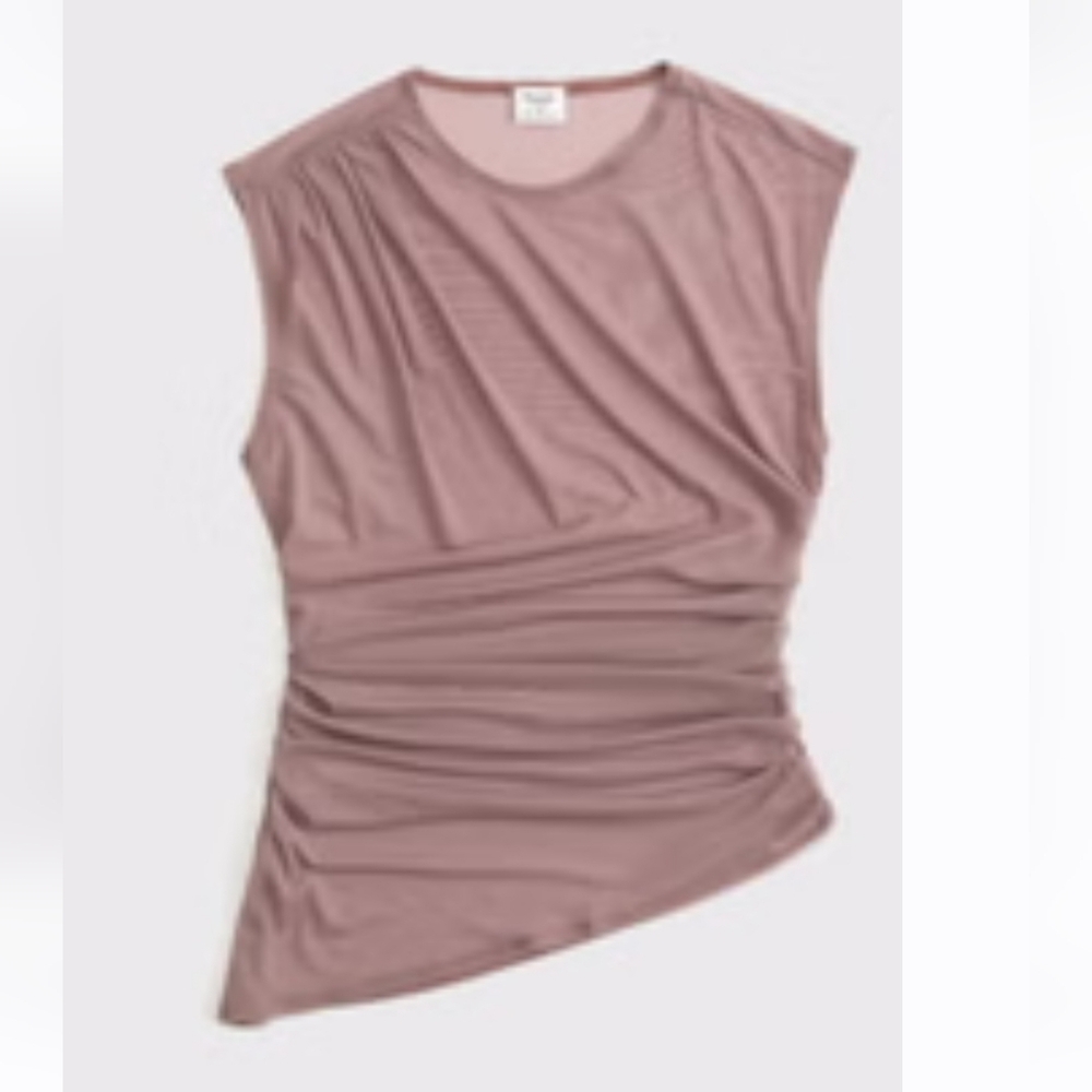 Abercrombie & Fitch Draped Mesh Top Taupe Brown XS NWT